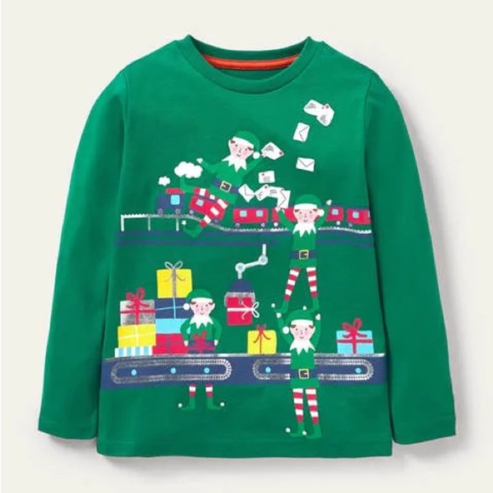 BRAND NEW highland green elf factory long sleeve mini Boden 3-4Y